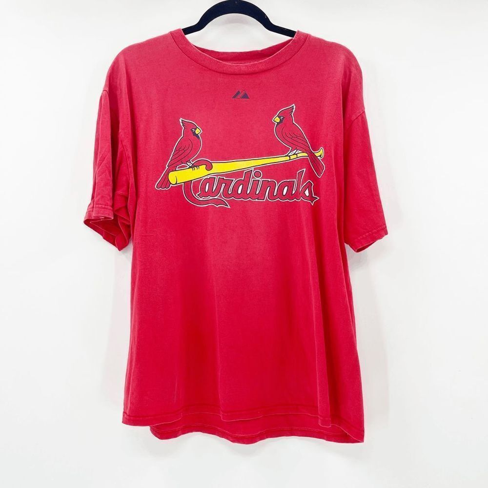 MLB Albert Pujols St Louis Cardinals T Shirt Men Size L Red Baseball Crew Neck
